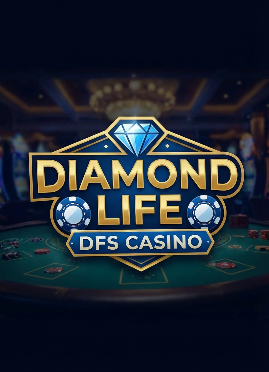 Workspace with screens and notepad displaying Diamond Life DFS Casino and DPS Casino branding and data.